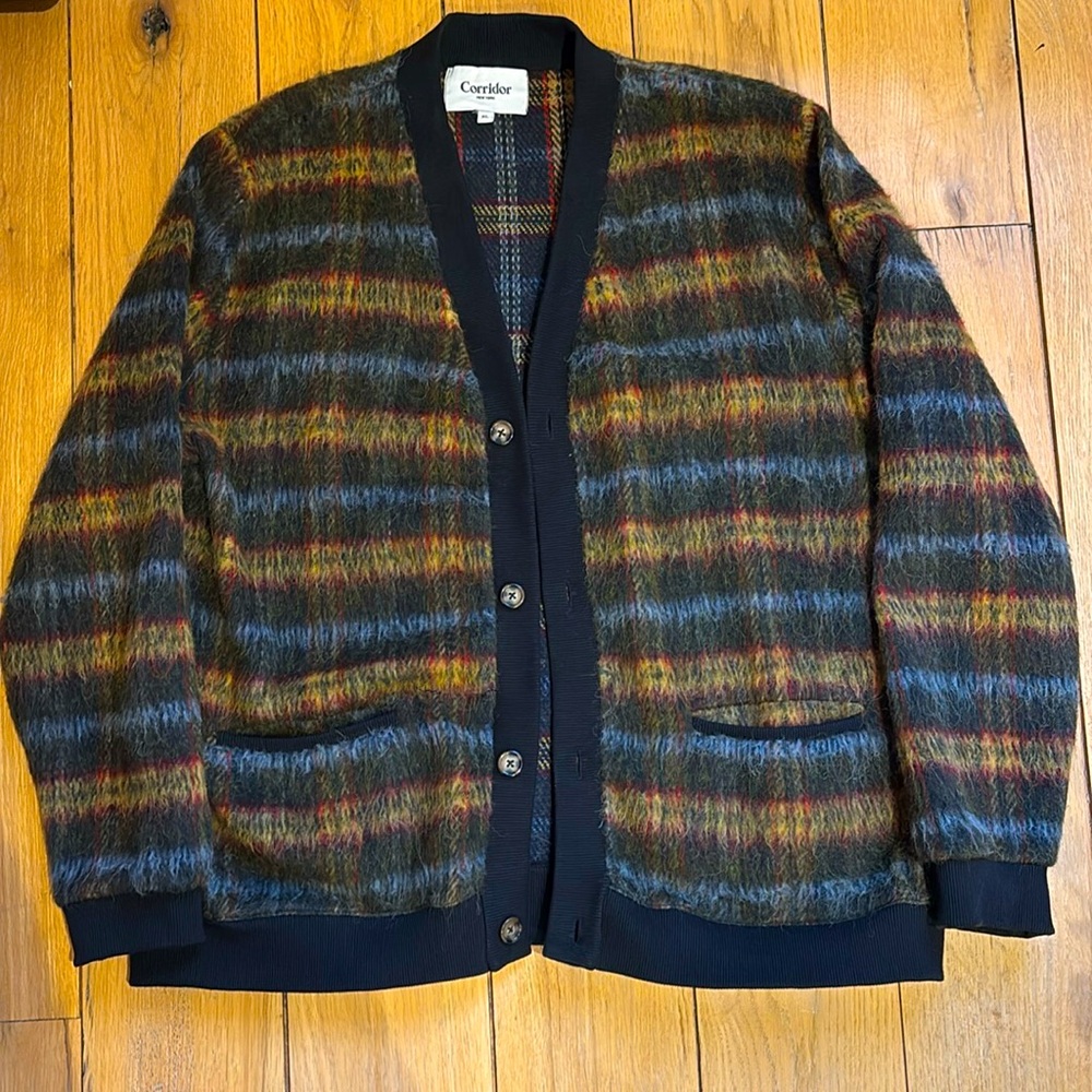 Corridor Mohair Plaid Cardigan men’s XL